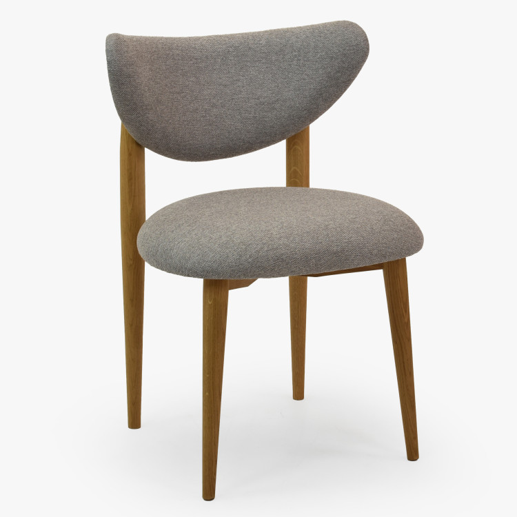 Luxusní jídelní židle dub s šedým čalouněním