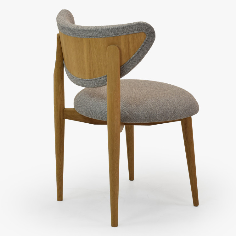 Luxusní jídelní židle dub s šedým čalouněním