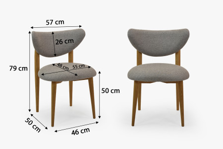 Luxusní jídelní židle dub s šedým čalouněním