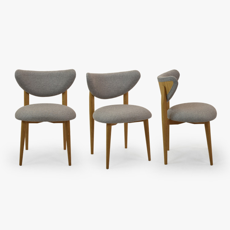 Luxusní jídelní židle dub s šedým čalouněním