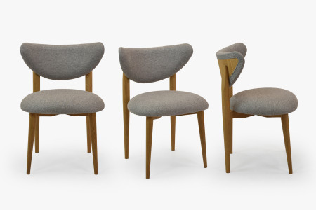 Luxusní jídelní židle dub s šedým čalouněním