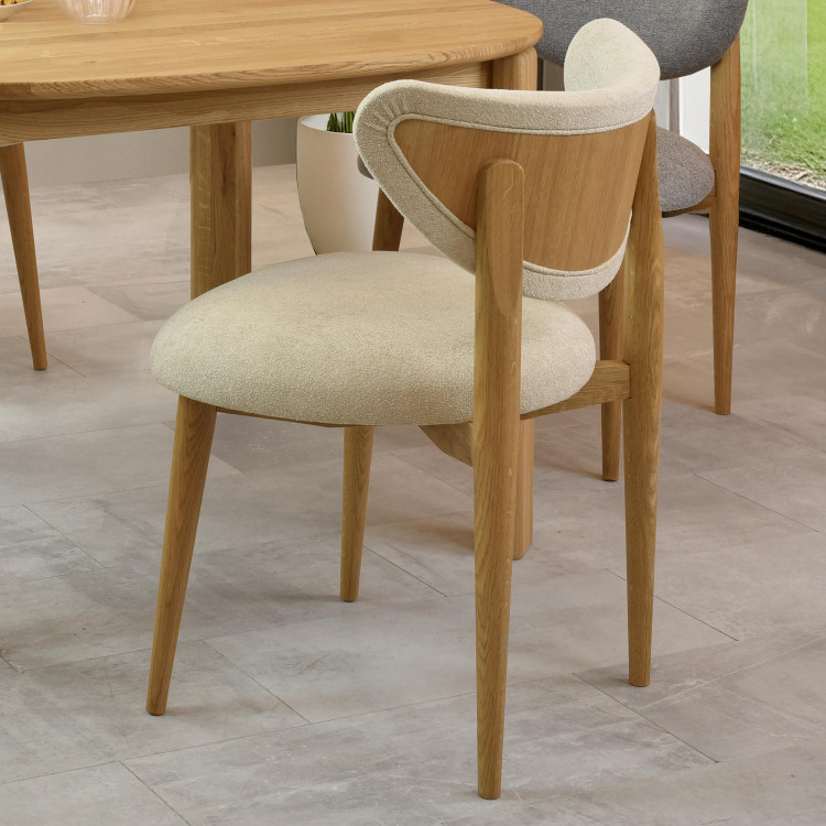 Luxusní jídelní židle dub s šedým čalouněním