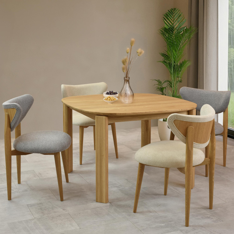 Luxusní jídelní židle dub s šedým čalouněním