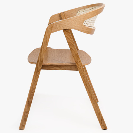 Stohovatelná židle z dubu z ratanem