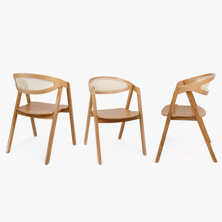Stohovatelná židle z dubu z ratanem