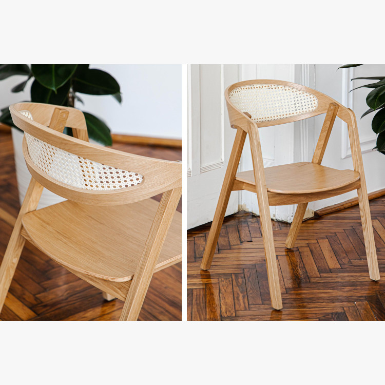 Stohovatelná židle z dubu z ratanem