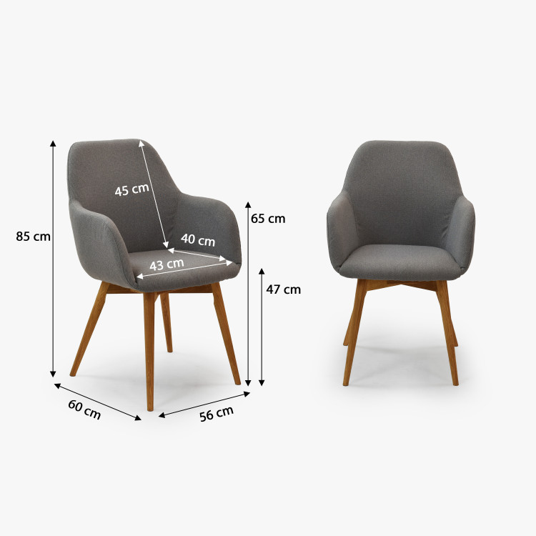 Designová židle s područkami, Sky světle šedá