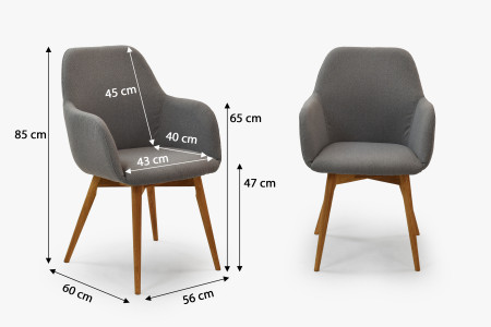 Designová židle s područkami, Sky světle šedá