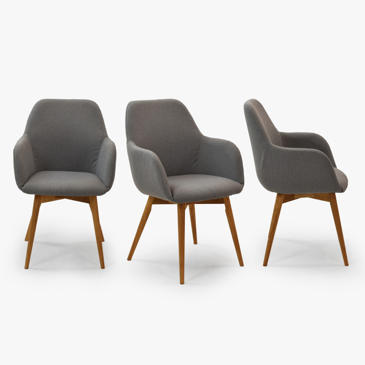 Designová židle s područkami, Sky světle šedá