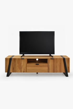 Eichen-Fernsehkommode mit Metallbeinen, natur geölt