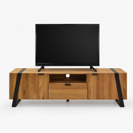 Dubová televizní komoda na kovových nohách