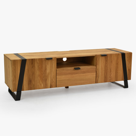 Dubová televizní komoda na kovových nohách