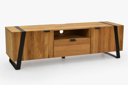 Dubová televizní komoda na kovových nohách