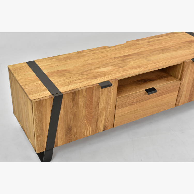 Dubová televizní komoda na kovových nohách