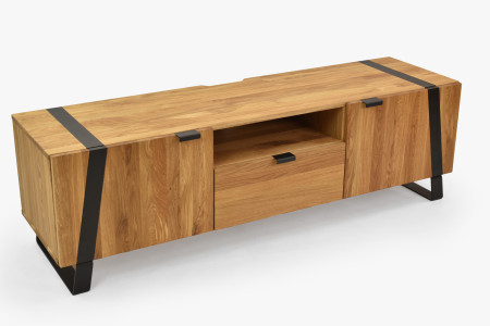 Dubová televizní komoda na kovových nohách