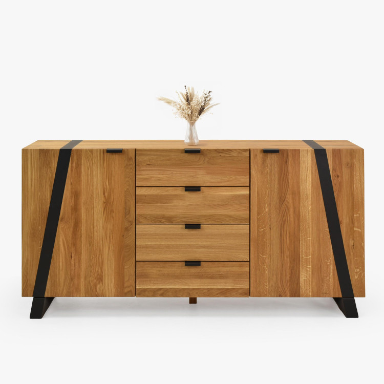 Komoda do ložnice s dvířky a šuplíky dub