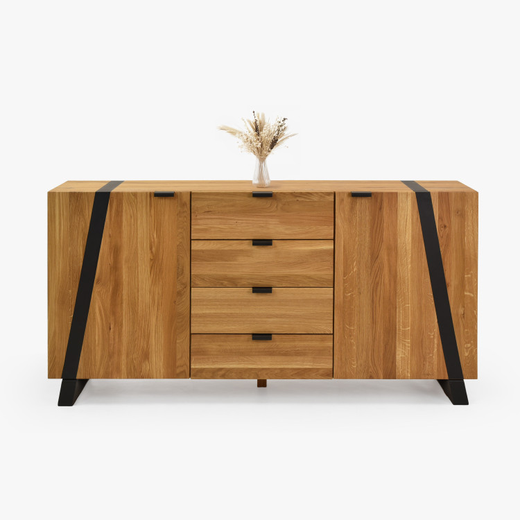 Komoda do ložnice s dvířky a šuplíky dub