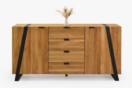 Komoda do ložnice s dvířky a šuplíky dub