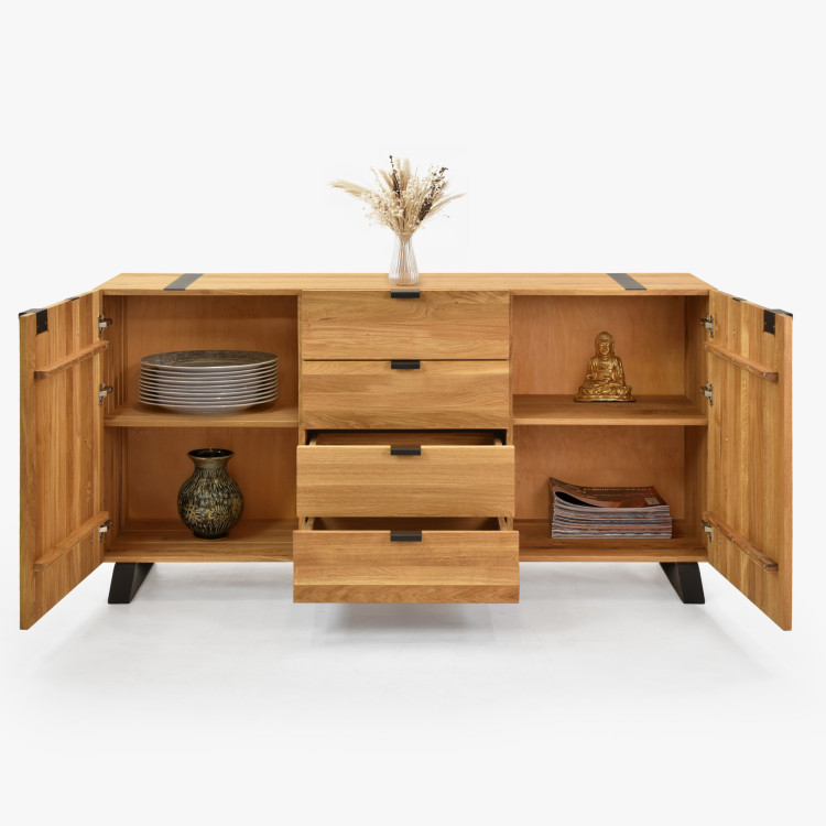 Komoda do ložnice s dvířky a šuplíky dub