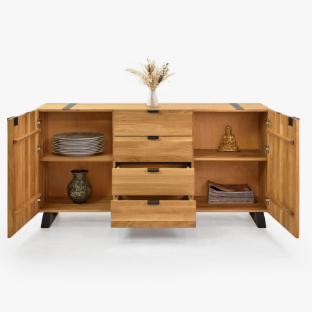 Komoda do ložnice s dvířky a šuplíky dub