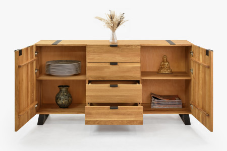 Komoda do ložnice s dvířky a šuplíky dub