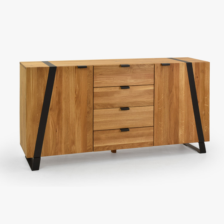 Komoda do ložnice s dvířky a šuplíky dub