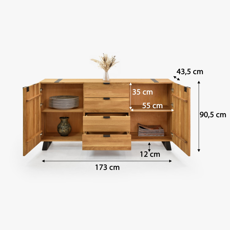 Komoda do ložnice s dvířky a šuplíky dub
