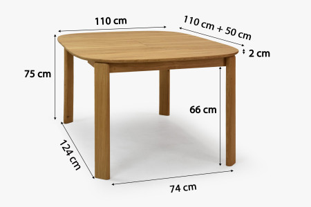 Rozkldací dřevěný jídelní stůl 110-160 cm