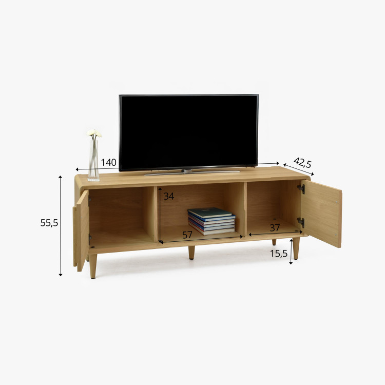 Tv komoda v barvě dub bílý na nožičkách