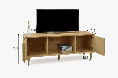 Tv komoda v barvě dub bílý na nožičkách