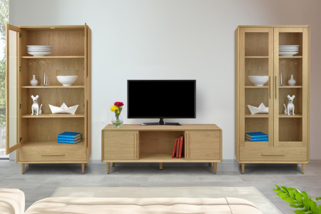 Tv komoda v barvě dub bílý na nožičkách