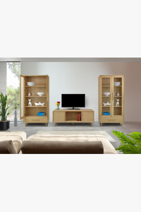 Vitrina 2D dub bílý na nožičkách 2