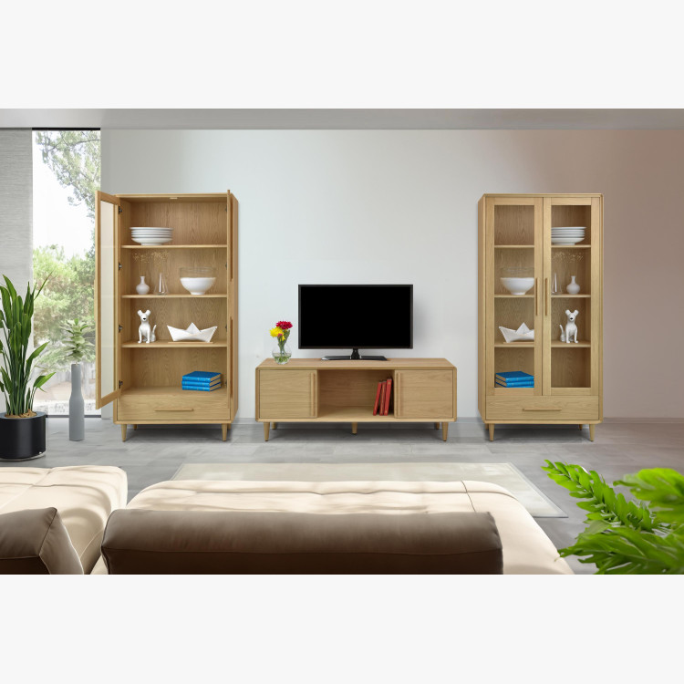 Vitrina 2D dub bílý na nožičkách