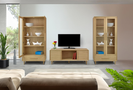 Vitrina 2D dub bílý na nožičkách