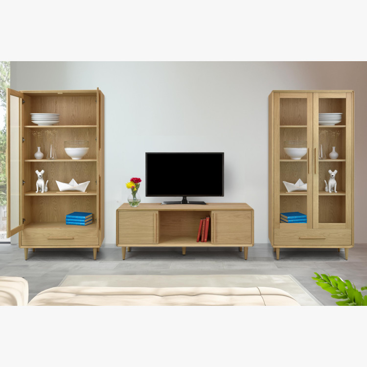 Vitrina 2D dub bílý na nožičkách