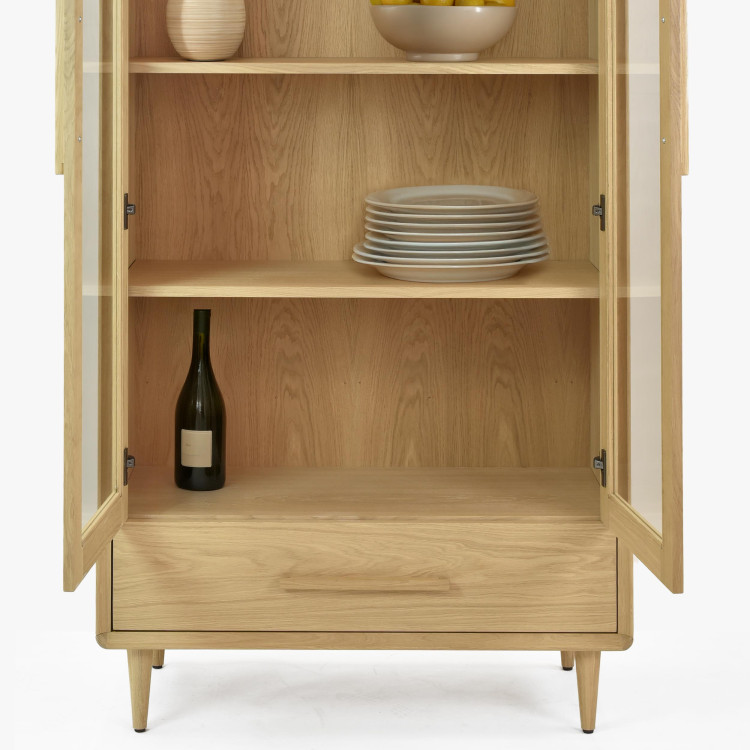 Vitrina 2D dub bílý na nožičkách