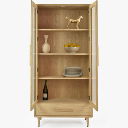 Vitrina 2D dub bílý na nožičkách