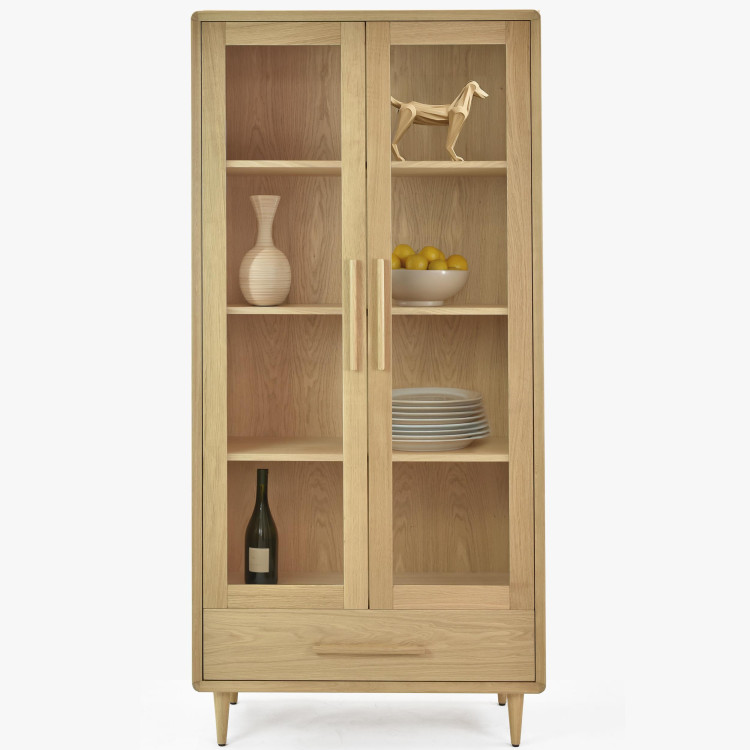 Vitrina 2D dub bílý na nožičkách