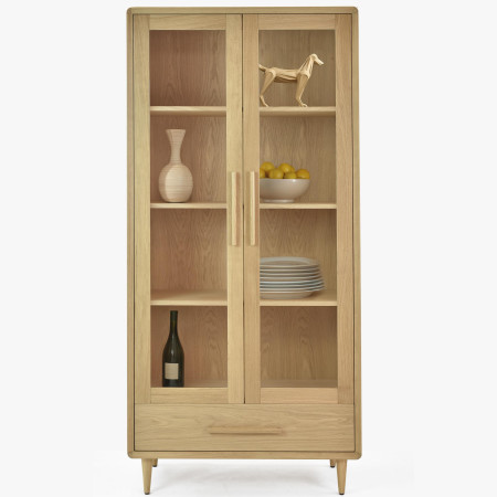 Vitrina 2D dub bílý na nožičkách