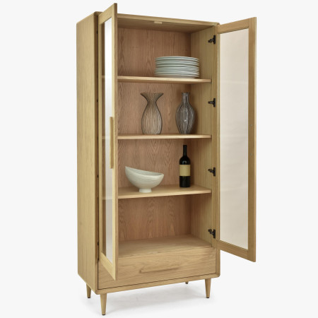 Vitrina 2D dub bílý na nožičkách