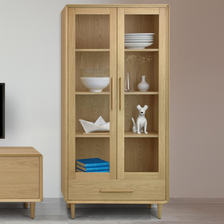 Vitrina 2D dub bílý na nožičkách