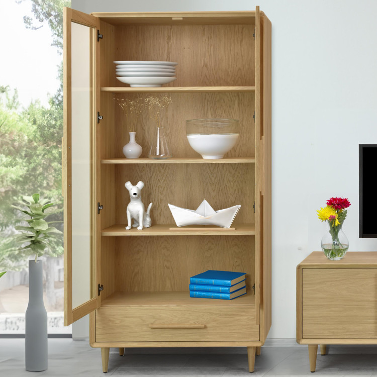 Vitrina 2D dub bílý na nožičkách