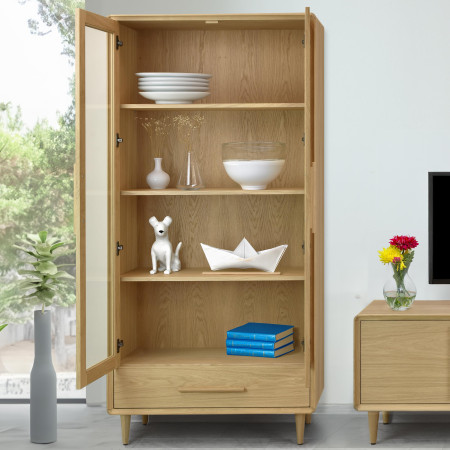 Vitrina 2D dub bílý na nožičkách