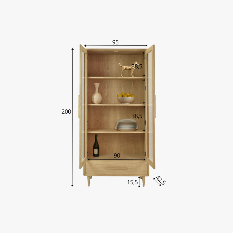 Vitrina 2D dub bílý na nožičkách