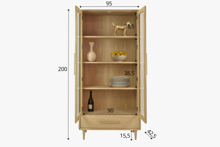 Vitrina 2D dub bílý na nožičkách