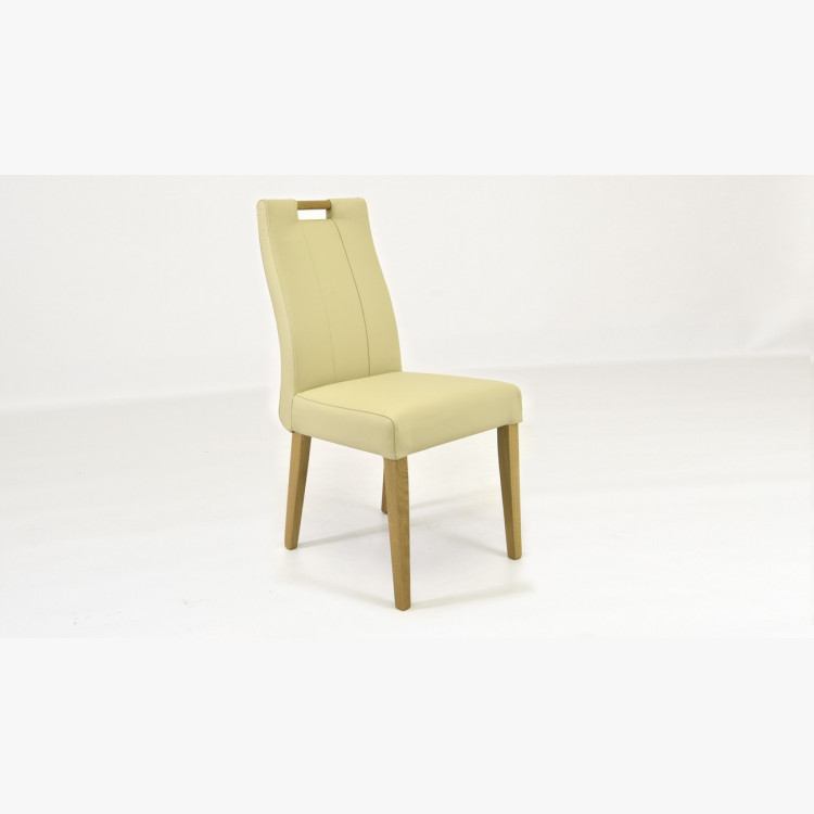 Dubová kožená stolička, Jana krémová
