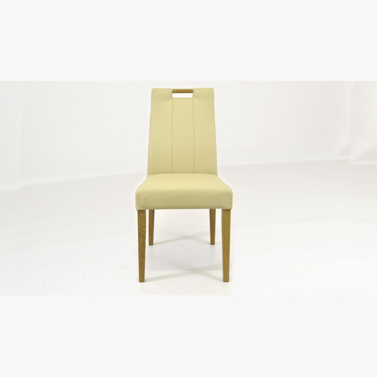 Dubová kožená stolička, Jana krémová