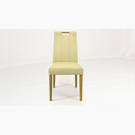 Dubová kožená stolička, Jana krémová