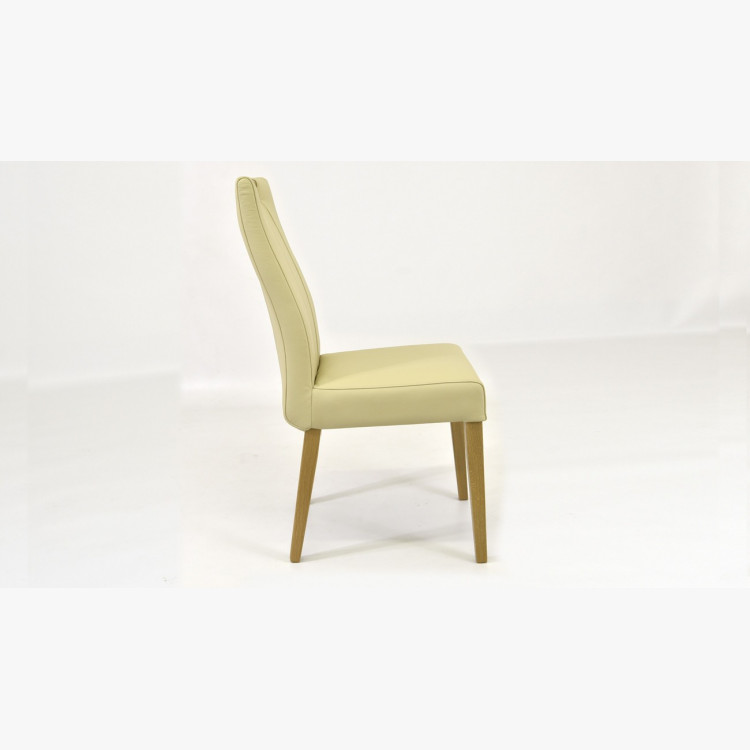 Dubová kožená stolička, Jana krémová