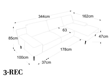 Rohová sedací souprava - pravá  Forma 344cm